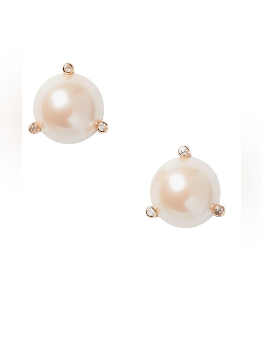 Kate Spade New York Rise and Shine Pearl Studs (Rose Gold/Blush) CZ crystals